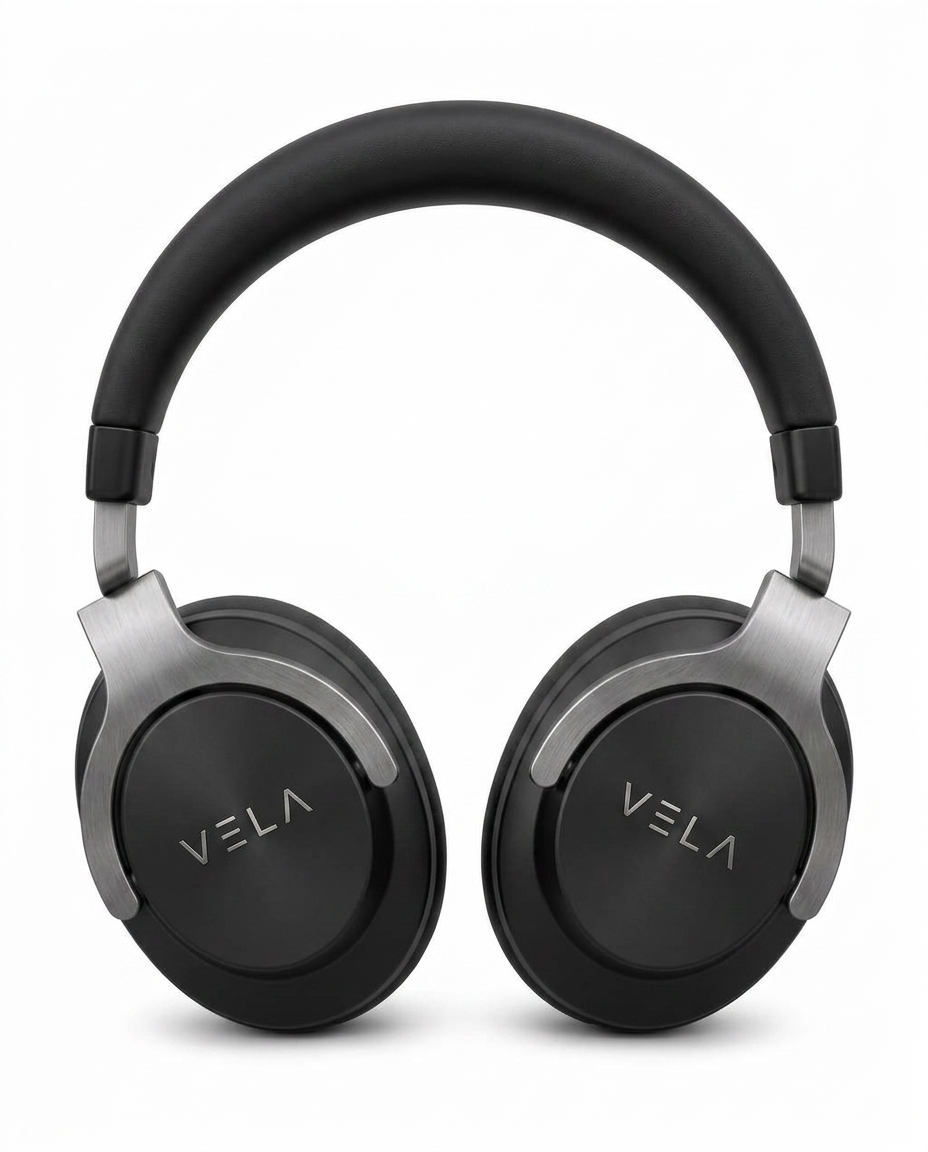 Original product photograph of the VELA over-ear headphones on a plain background